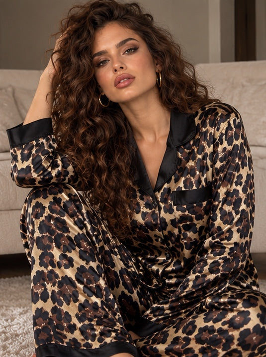 Pigiama Oriane Leopard, completo due pezzi, dettaglio 4