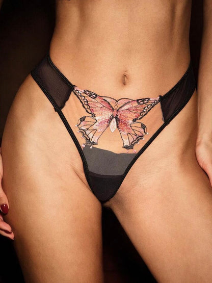 Completo intimo donna Butterfly – motivo a farfalla nei toni del rosa - vista completa