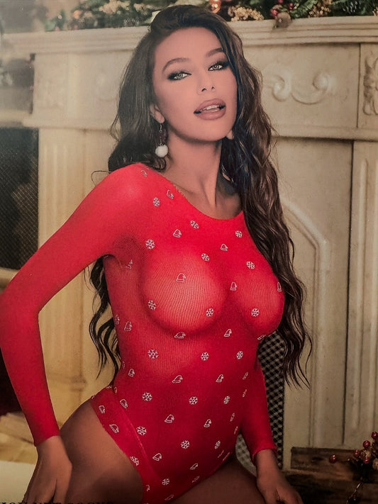 Lingerie Christmas Red – rete rossa semitrasparente - Secret Milano