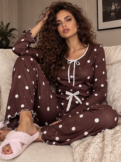 Pigiama Lurelia Brown, completo due pezzi, dettaglio 4